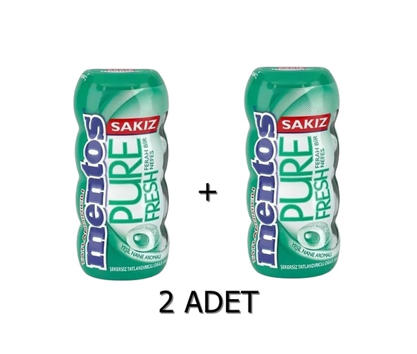 Mentos Pure Fresh Yeşil Nane Aromalı Sakız - Şekersiz(Tatlandırıcılı) 30g (2 ADET)