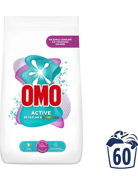 Omo Matik Active Beyazlar & Renkliler Toz Deterjanı 9 Kg 60 Yıkama