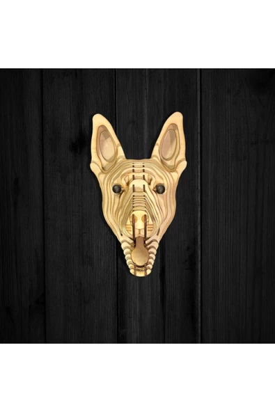 hü ma tasarım ve aksesuarKelb Köpek Kafası Doğal Ahşap Lazer Kesim Rustik Salon Aplik Duvar Dekoru 3D Tablo Pano (Peri LEDli)
