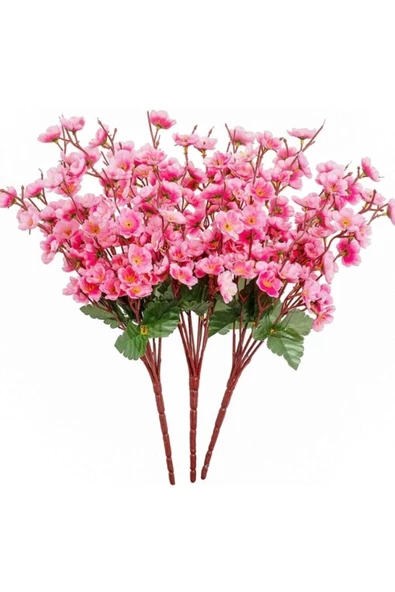 TEMALİFE DEKORATİF Yapay Çiçek Bahardalı Japon Kiraz Çiçeği 9 Dallı 40 cm AÇIK PEMBE 3 DEMET