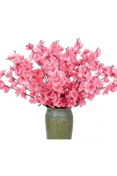 TEMALİFE DEKORATİF Yapay Çiçek Bahardalı Japon Kiraz Çiçeği 9 Dallı 40 cm AÇIK PEMBE 3 DEMET - 3