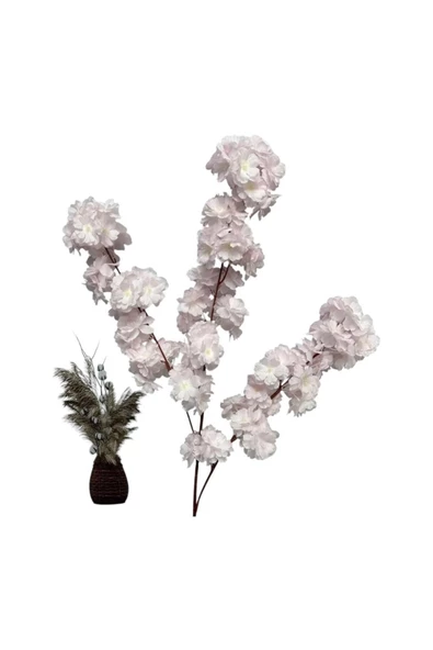 tml temalife 3 DEMET A Kalite Çift Kat 120 Yapraklı Yapay Çiçek Bahar Dalı Japon Kiraz Çiçeği 90 Cm - 3