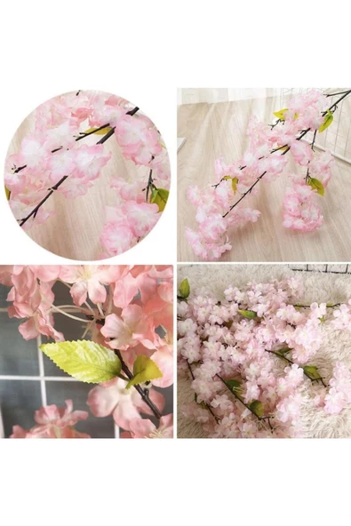 tml temalife 3 DEMET A Kalite Çift Kat 120 Yapraklı Yapay Çiçek Bahar Dalı Japon Kiraz Çiçeği 90 Cm - 7