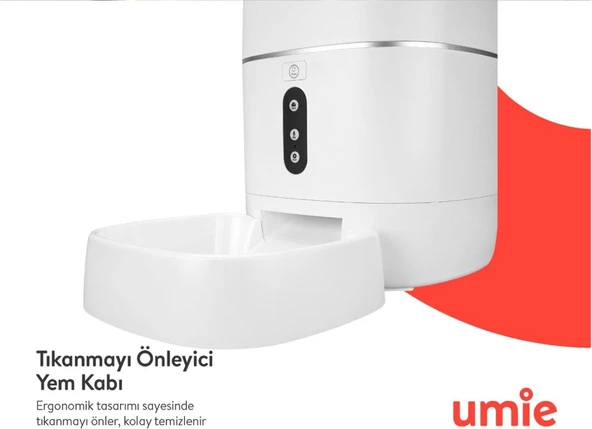 Umie 6Litre Sesli Konuşmalı Akıllı Evcil Hayvan Besleyici Otomatik Mama Kabı Wifi+Bt Tuya Destekli - 8