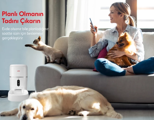 Umie 6Litre Sesli Konuşmalı Akıllı Evcil Hayvan Besleyici Otomatik Mama Kabı Wifi+Bt Tuya Destekli - 5