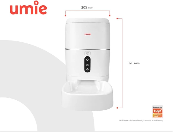 Umie 6Litre Sesli Konuşmalı Akıllı Evcil Hayvan Besleyici Otomatik Mama Kabı Wifi+Bt Tuya Destekli - 9