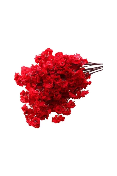 tml temalife Yapay Çiçek Bahar Dalı Japon Kiraz Çiçeği Kırmızı 90 Cm DEKORATİF VAZO ÇİCEĞİ YILBAŞI SÜSÜ - 7