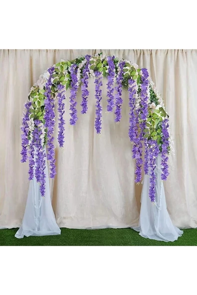 TEMALİFE 12 Adet Sarkan Akasya Çiçek 3 Dallı 100 Cm. Yapay Çiçek Akasya DEKORATİF SÜSLEME SÖZ NİŞAN - 7