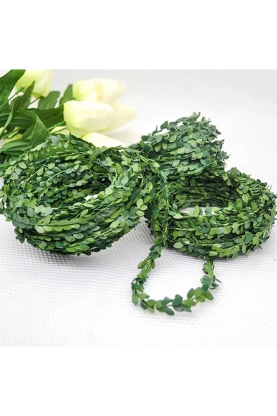tml temalife 7.5 Metre Telli Taç Sarmaşık Minik Yaprak ( 1 Cm ) Şerit Yapay Çiçek Doğalgaz Borusu Süsü - 4