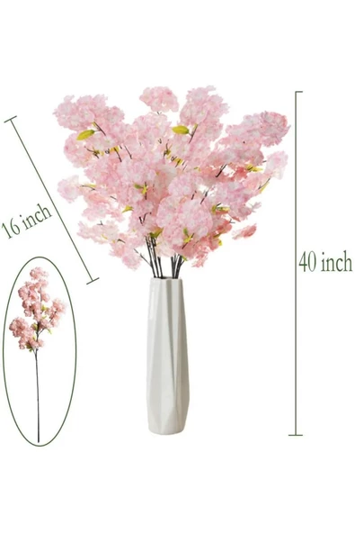tml temalife A Kalite Çift Kat 120 Yapraklı Yapay Çiçek Bahar Dalı Japon Kiraz Çiçeği 90 Cm - 4