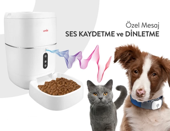 Umie 6Litre Sesli Konuşmalı Akıllı Evcil Hayvan Besleyici Otomatik Mama Kabı Wifi+Bt Tuya Destekli - 6