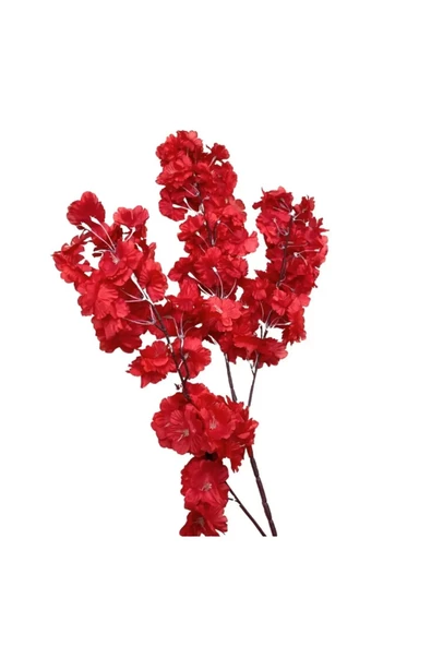 tml temalife Yapay Çiçek Bahar Dalı Japon Kiraz Çiçeği Kırmızı 90 Cm DEKORATİF VAZO ÇİCEĞİ YILBAŞI SÜSÜ - 6