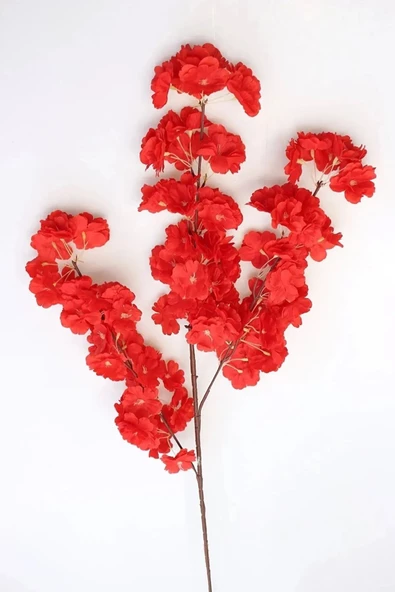 tml temalife Yapay Çiçek Bahar Dalı Japon Kiraz Çiçeği Kırmızı 90 Cm DEKORATİF VAZO ÇİCEĞİ YILBAŞI SÜSÜ - 2