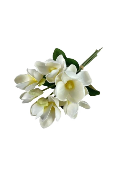 tml temalife Islak Manolya Gerçekçi Doku 1 BUKET ( 7DALLI ) Beyaz Lüx Lateks Manolya 33 Cm Beyaz - 7