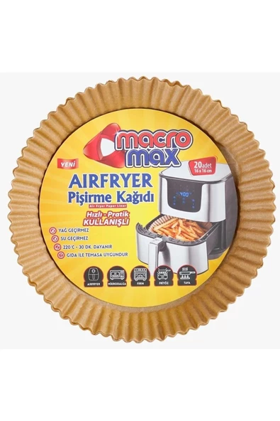 tml temalife Airfryer Pişirme Kağıdı 20 Adet 16cm Yuvarlak Yağsız HER MODELE UYGUN