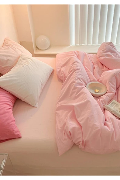 Sheri Home Tek Kişilik Nevresim Seti Pembe01453 - Resim 3