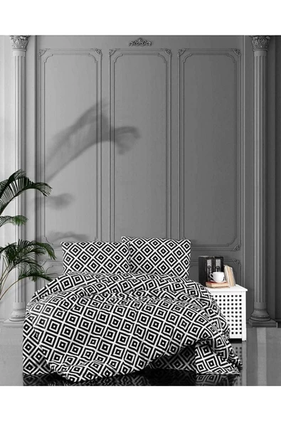 Sheri Home Çift Kişilik Nevresim Seti 200x220cm Blackwhitecs1453 Özel Seri