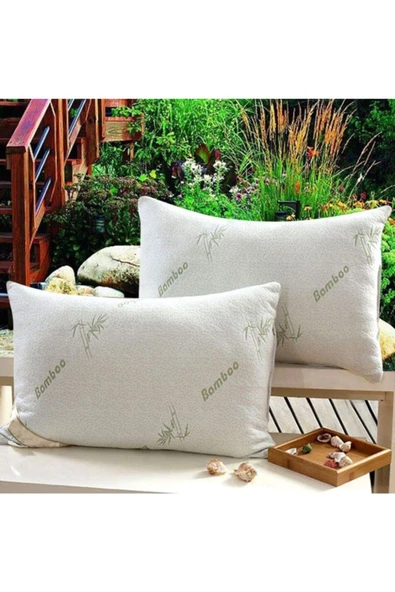 Sheri Home Tekstil Bamboo Visco Dolgulu Kapitoneli Fiber Yastık Antibakteriyel 50x70 2 Adet