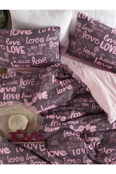 Sheri Home Tekstil PinkLove Tek Kişilik Cift Taraflı  Nevresim Takımı(ÇARŞAFLI)YENİLoveÇift889488