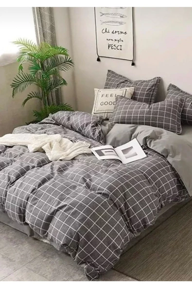 Sheri Home Basic Kare Çizgi Çift Kişilik Nevresim Seti 0210639