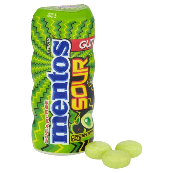 Mentos Sour Yeşil Elma Aromalı Şekersiz-Tatlandırıcılı Ekşi Draje Sakız 30g (2 ADET) - 2