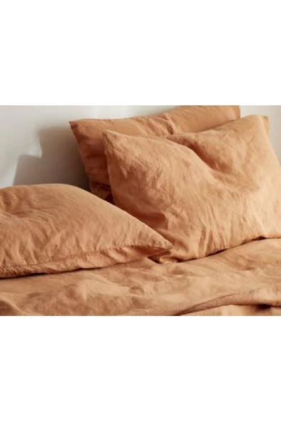 Sheri Home Tekstil Naturel 2' Li Yastık Kılıfı 100% Organik Pamuk -shine Orange