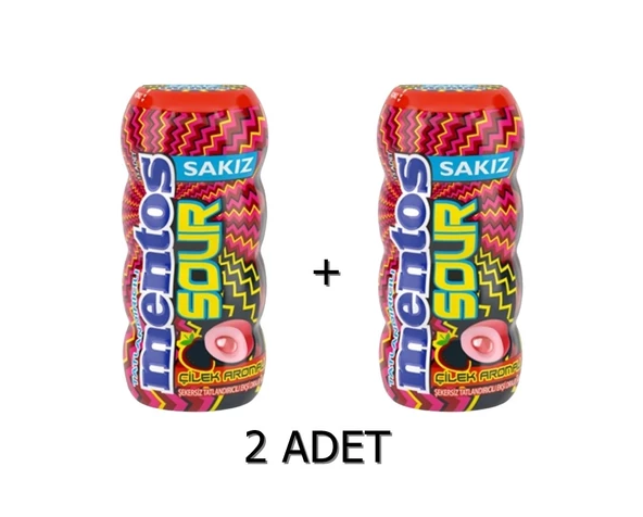 Mentos Sour Çilek Aromalı Şekersiz-Tatlandırıcılı Ekşi Draje Sakız 30g (2 ADET)