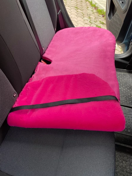 Yumuşak Tüylü Peluş Serme Oto Koltuk Koruyucu Minder Koltuk Kılıfı Ön Arka Fuşya Pembe - 6