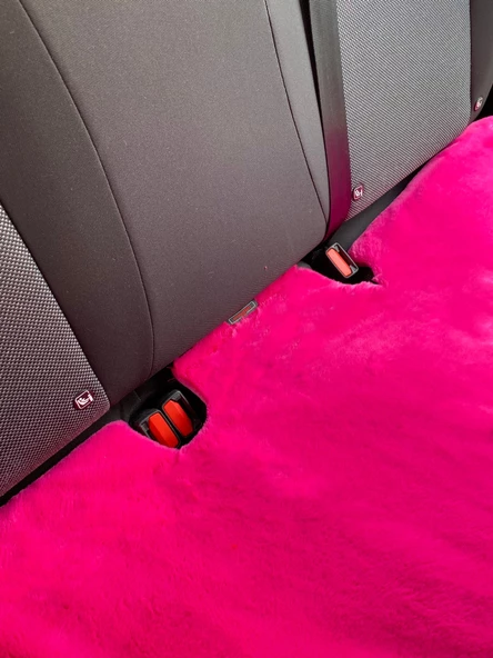 Yumuşak Tüylü Peluş Serme Oto Koltuk Koruyucu Minder Koltuk Kılıfı Ön Arka Fuşya Pembe - 8