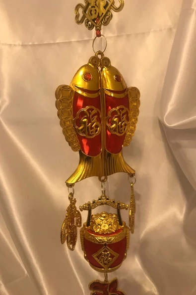 Feng Shui Ejderha Yılı Abajur Budha Buda Sokak Süsü Çin Feneri Japon Feneri Tak Koruyucu Çift Balık - Resim 8