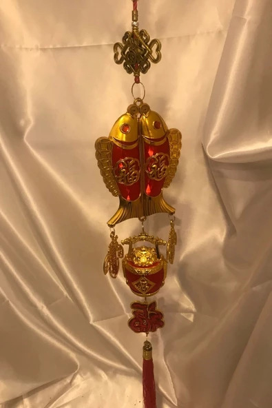 Feng Shui Ejderha Yılı Abajur Budha Buda Sokak Süsü Çin Feneri Japon Feneri Tak Koruyucu Çift Balık - Resim 2