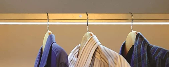 70 cm Siyah Alüminyum Gövde Pille Çalışan Hareket Sensörü Gün Işığı Led Dolap Askı Borusu - 2