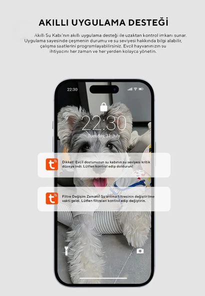 SL-22 1.9 Litre Wifii Akıllı Evcil Hayvan Su Kabı / Otomatik Kedi Köpek Su Kabı - 6