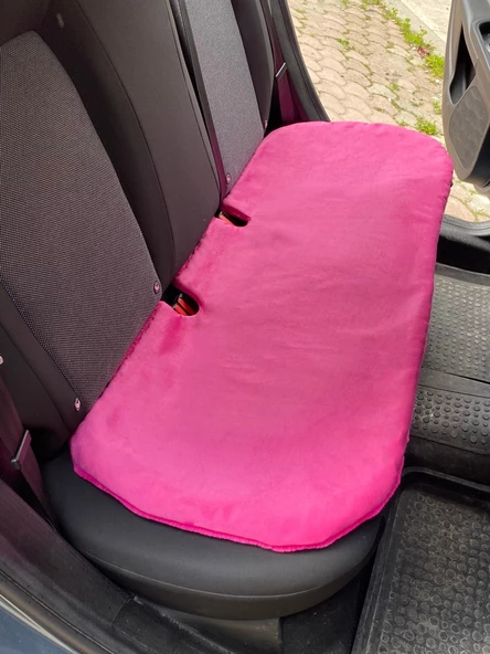 Yumuşak Tüylü Peluş Serme Oto Koltuk Koruyucu Minder Koltuk Kılıfı Ön Arka Fuşya Pembe - 5