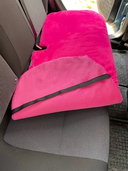 Yumuşak Tüylü Peluş Serme Oto Koltuk Koruyucu Minder Koltuk Kılıfı Ön Arka Fuşya Pembe - 7