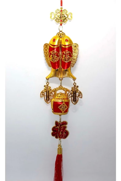 Feng Shui Ejderha Yılı Abajur Budha Buda Sokak Süsü Çin Feneri Japon Feneri Tak Koruyucu Çift Balık ürün görseli