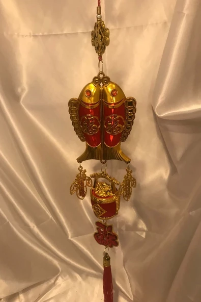 Feng Shui Ejderha Yılı Abajur Budha Buda Sokak Süsü Çin Feneri Japon Feneri Tak Koruyucu Çift Balık - Resim 3