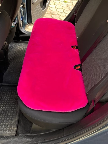 Yumuşak Tüylü Peluş Serme Oto Koltuk Koruyucu Minder Koltuk Kılıfı Ön Arka Fuşya Pembe - 9