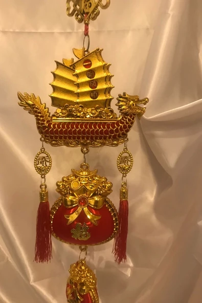 Feng Shui Ejderha Yılı Abajur Budha Buda Sokak Süsü Çin Feneri Japon Feneri Tak Koruyucu Ejderha Dragon PagodaÇift Balık - 7