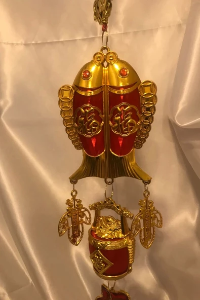 Feng Shui Ejderha Yılı Abajur Budha Buda Sokak Süsü Çin Feneri Japon Feneri Tak Koruyucu Çift Balık - Resim 6