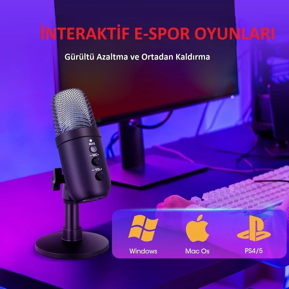 Profesyonel Kalite USB Mikrofon Canlı Yayın Podcast Kayıtlar Canlı Oyun Ses Kaydı ve Video Konferans - 5
