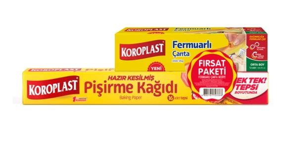 Koroplast Pişirme Kağıdı 16 Lı Fermuarlı Çanta Orta Boy 12 Li