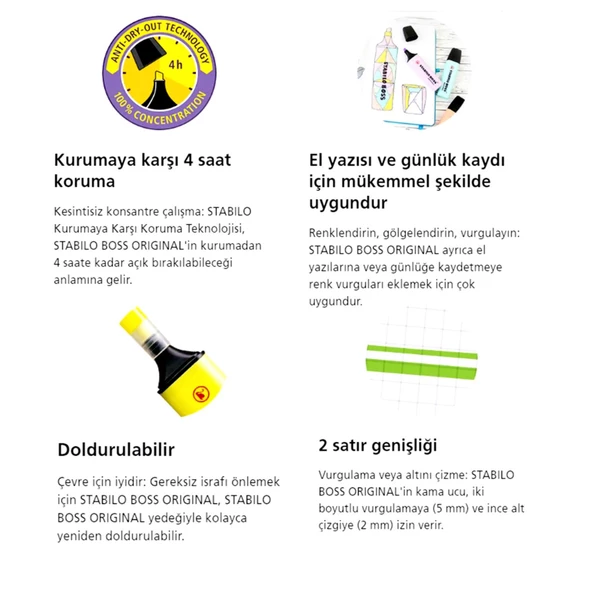 Stabilo Boss Original Fosforlu Kalem 70/24 Sarı 10 Lu - 3