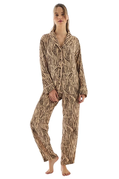 Anıl Kadın Uzun Kollu Boydan Düğmeli Pijama Takımı 11500 - Resim 2