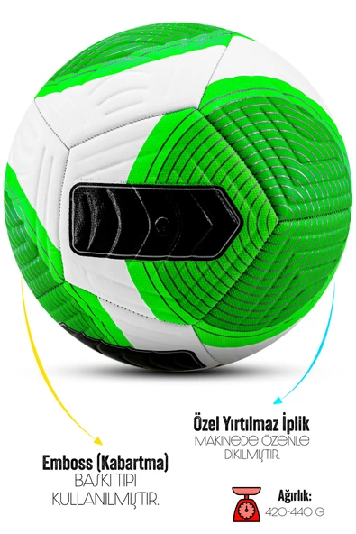 Telvesse Futbol Topu FT501 Flight Pompalı Set Dayanıklı Sert Zemin Halı Saha Futbol Topu No:5 - 2
