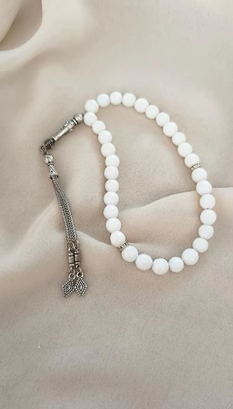 Tesbih 33 lük 8 mm Küre Kesim Doğal Kuvars Taşı Tespih - 4