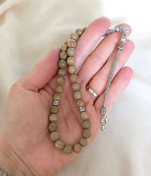 Tesbih 33 lük 8 mm Küre Kesim Doğal Jasper Taşı Tespih - 2