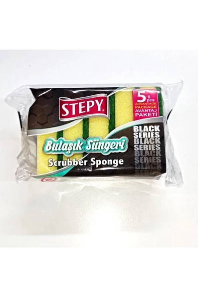 STEPY Black Düz Bulaşık Süngeri 5'li Paket