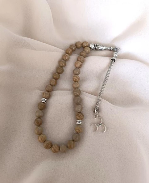 Tesbih 33 lük 8 mm Küre Kesim Doğal Jasper Taşı Tespih - 5
