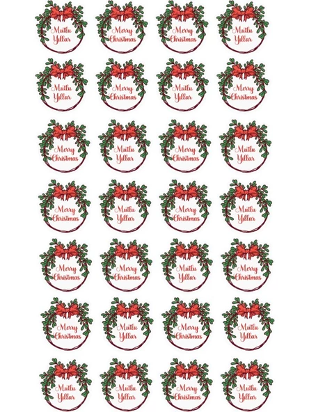 Mutlu Yıllar - Merry Christmas - Özel Kesim Sticker Set - 56 Adet -